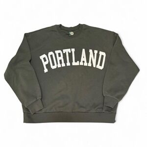 Wild Fable Portland Graphic Crewneck Sweatshirt, Olive Green, Size L